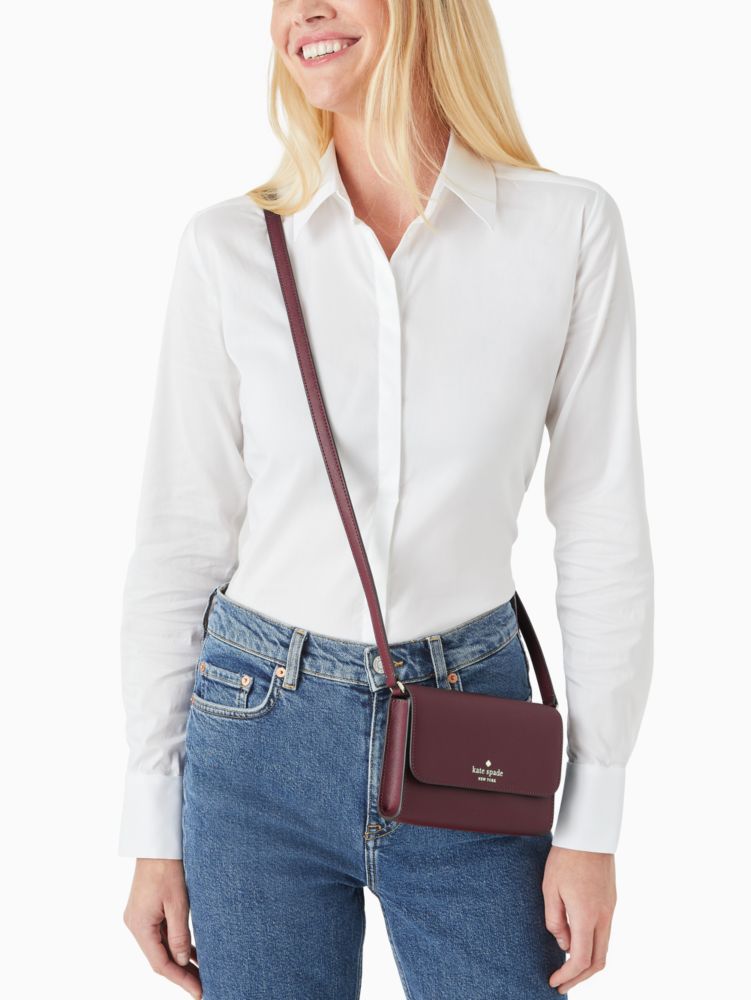 Kate Spade,brynn small flap crossbody,crossbody bags,Deep Berry