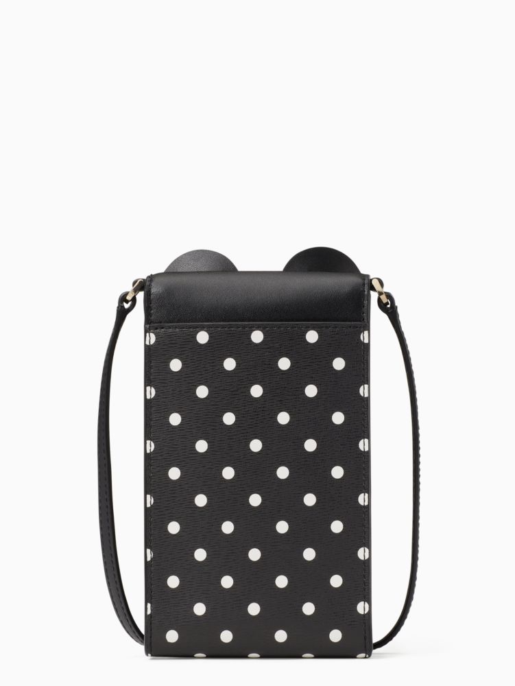 Kate Spade,Disney X Kate Spade New York Minnie Mouse North South Flap Phone Crossbody,Mobile Bag,PVC,Metal Material,Animal...,Black