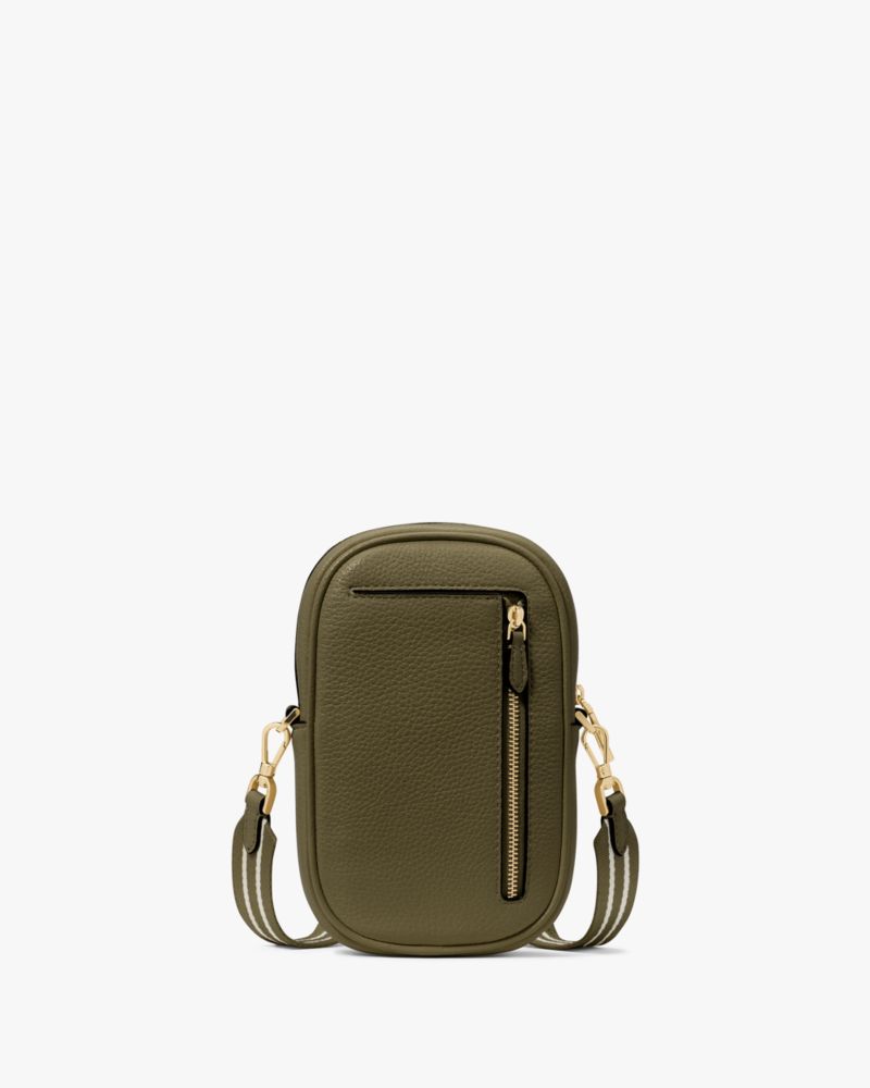 Kate Spade,Rosie North South Crossbody,Leather,Lining Leather,Coin,Mobile Bag,Word Embellishment,Logo,Metal,Stripe,Lined,C...,Olive