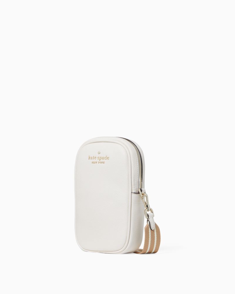 Kate Spade,Rosie North South Crossbody,Lining Leather,Leather,Mobile Bag,Coin,Stripe,Metal,Logo,Word Embellishment,Lined,C...,White