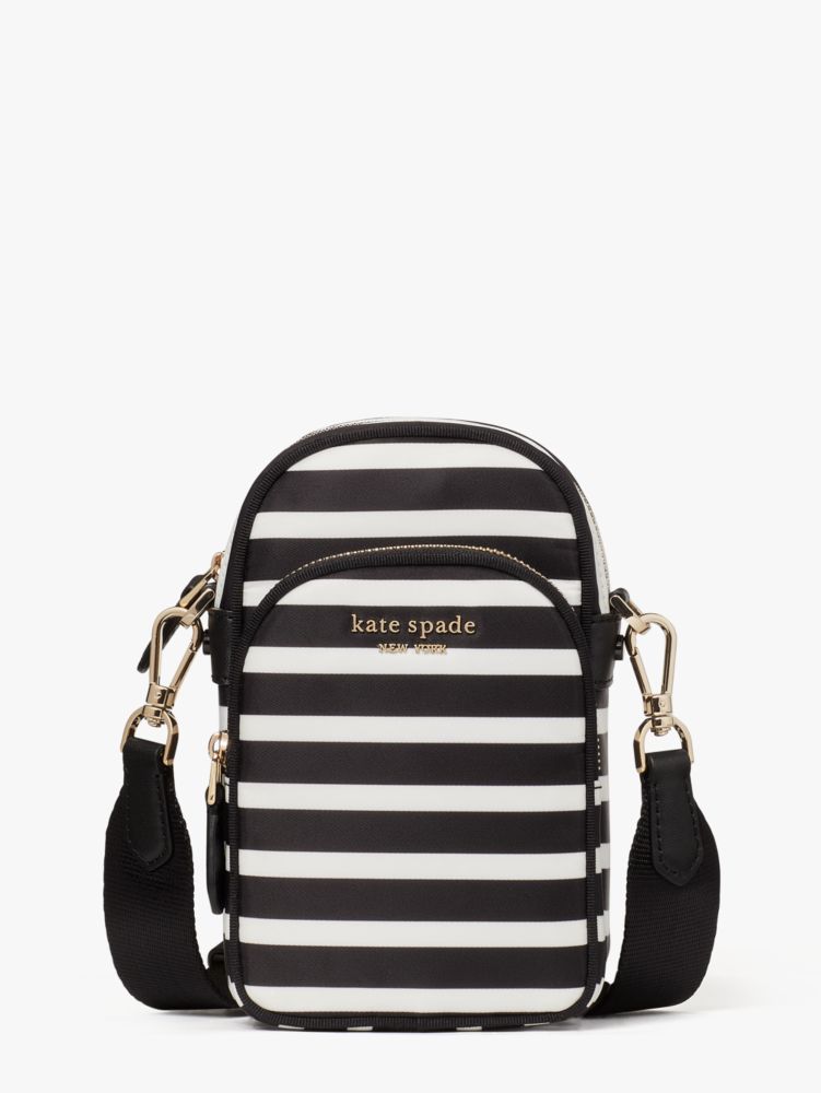 Kate spade black 2025 and white striped crossbody