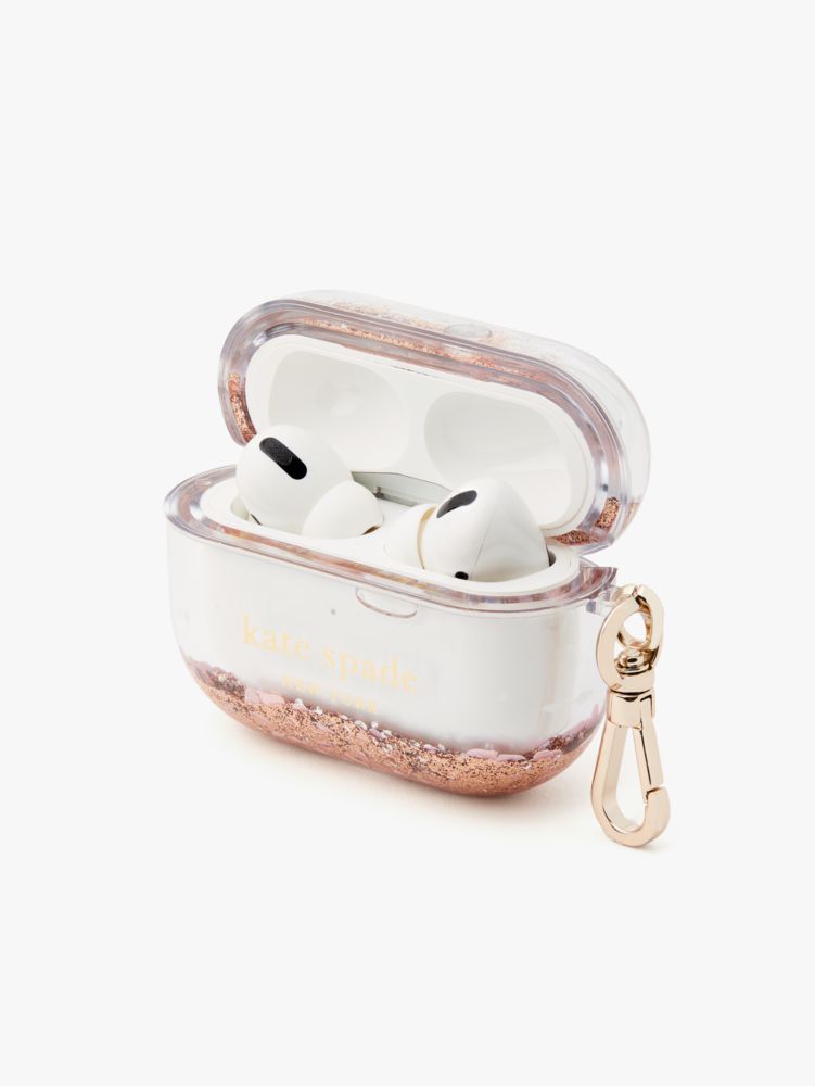 Kate Spade,リキッド グリッター エアーポッズ プロ ケース,モバイルアクセサリー,ローズゴールドマルチ