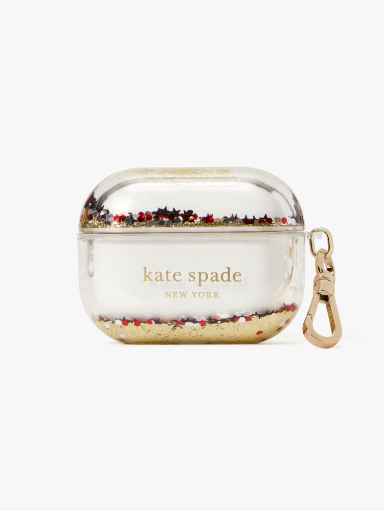 Kate Spade,liquid glitter airpods pro case,Gold Multi