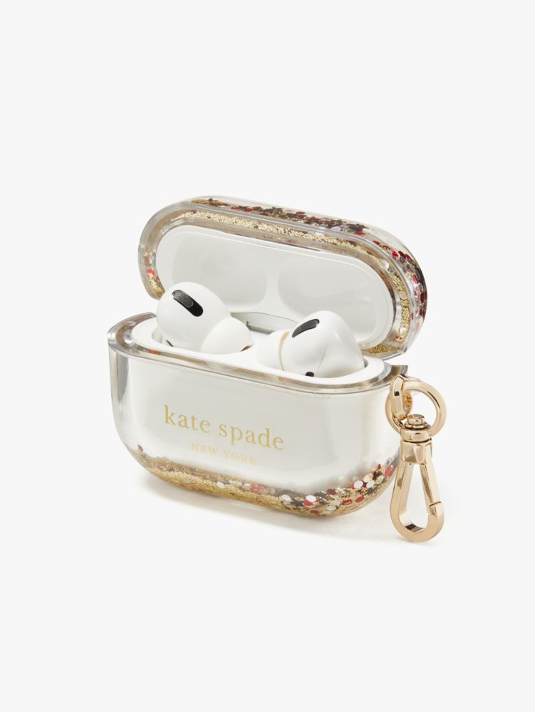 Kate Spade,liquid glitter airpods pro case,Gold Multi