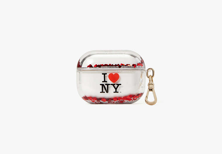 Kate Spade,I Love NY X Kate Spade New York Liquid Glitter AirPods Pro Case,Black Multi image number 0