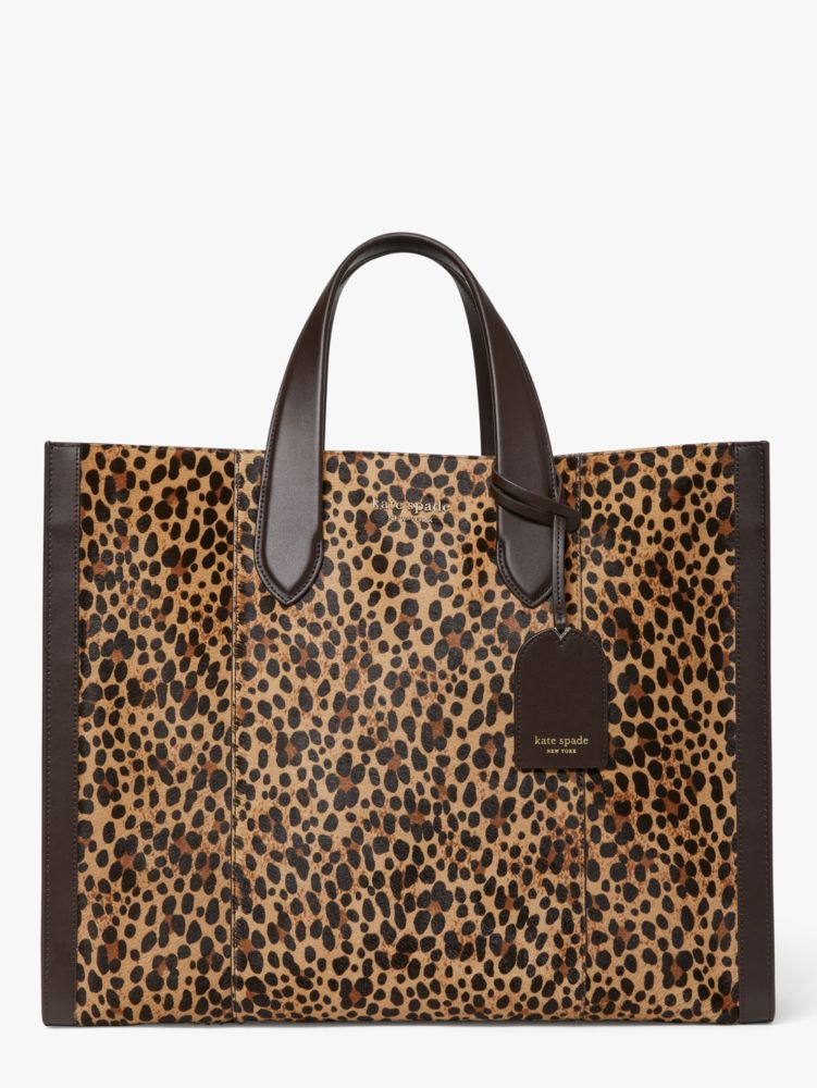 Ellie Large Tote Bag: Leopard Calf Hair Designer Bag