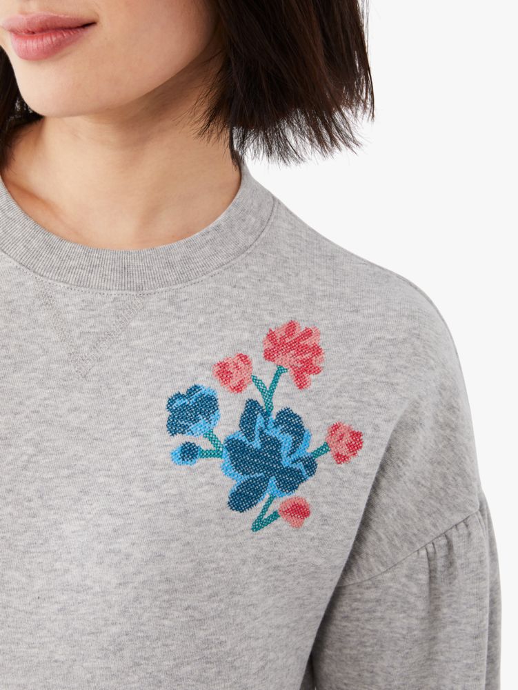 Kate Spade,floral embroidered sweatshirt,Grey Melange