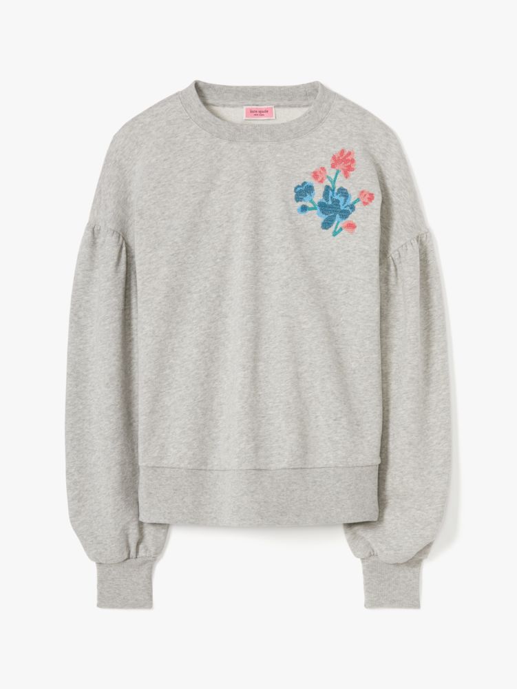 Kate Spade,floral embroidered sweatshirt,Grey Melange