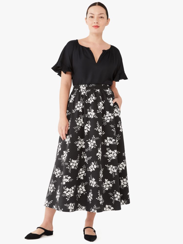 Kate Spade,Floral Clusters Poplin Skirt,