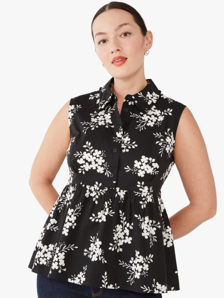 Kate Spade,Floral Clusters Flounce Top,
