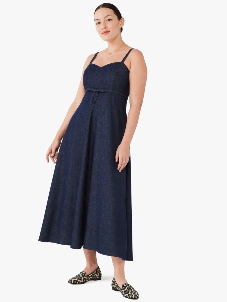 Kate Spade,denim bow-waist dress,dresses & jumpsuits,Indigo