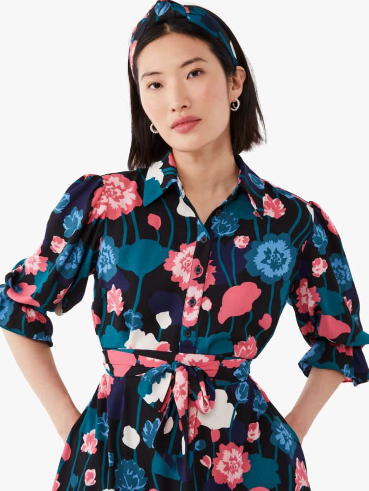 Kate Spade,Viney Floral Fluid Shirtdress,