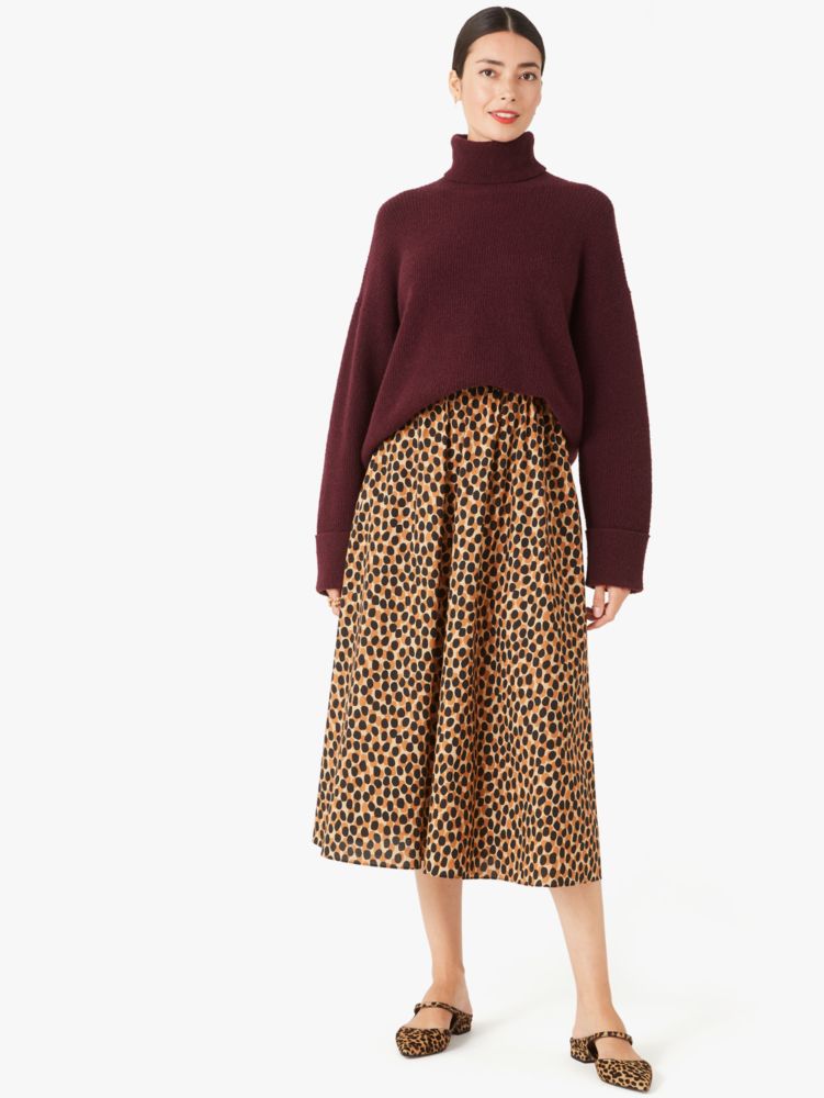 Kate Spade,dotty leopard poplin midi skirt,skirts,