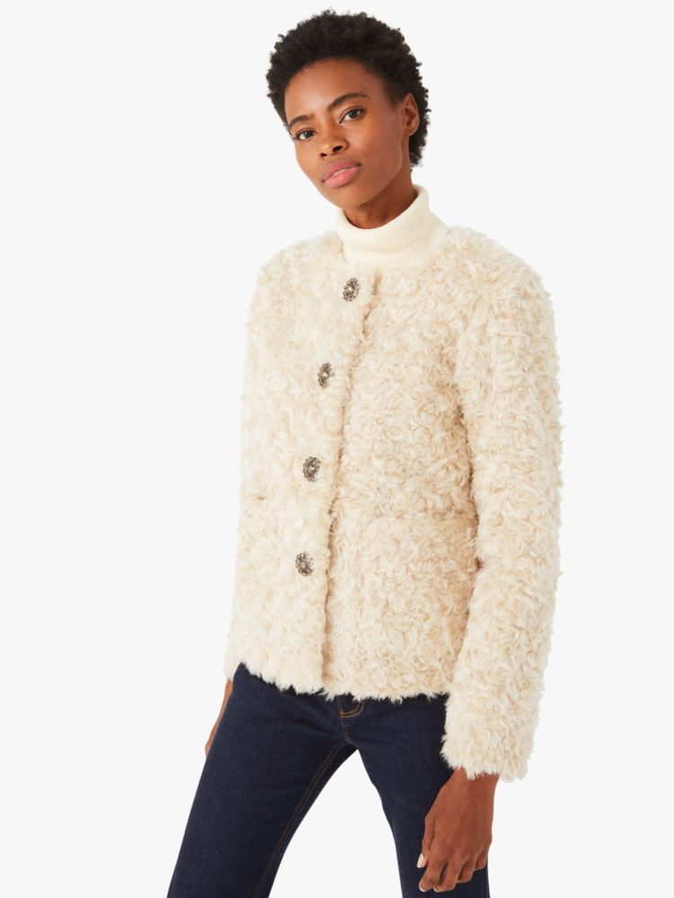 Kate spade faux hot sale fur collar coat