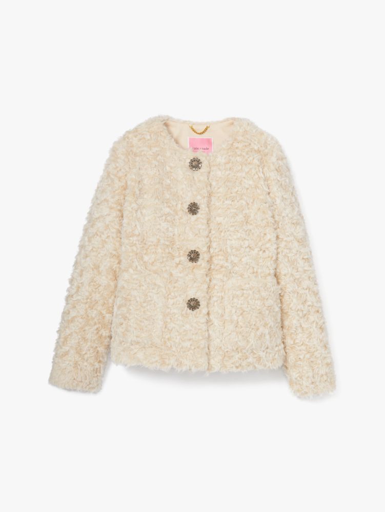 Faux Fur Jewel Button Jacket | Kate Spade Surprise