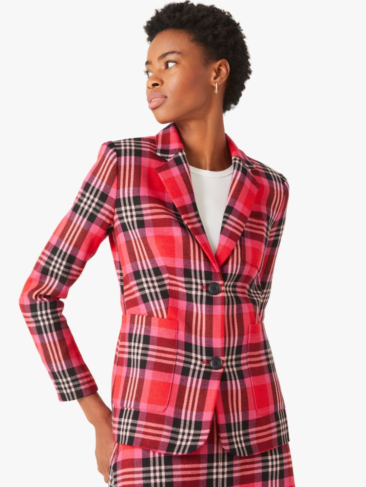 Red and black online plaid blazer