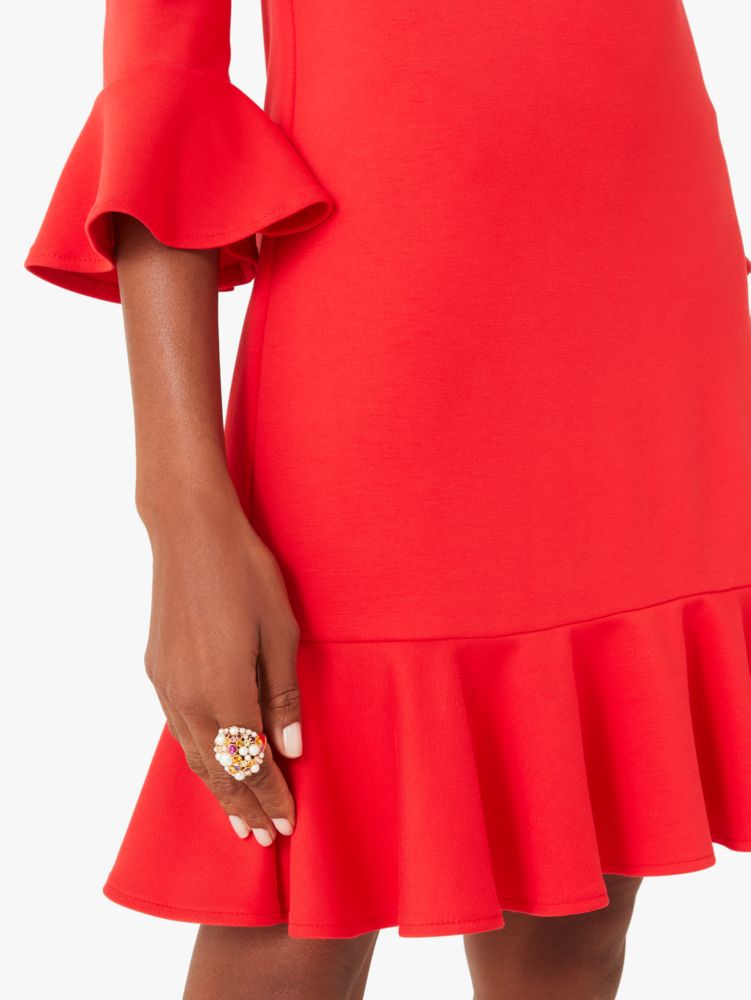 Ponte flounce outlet flare dress