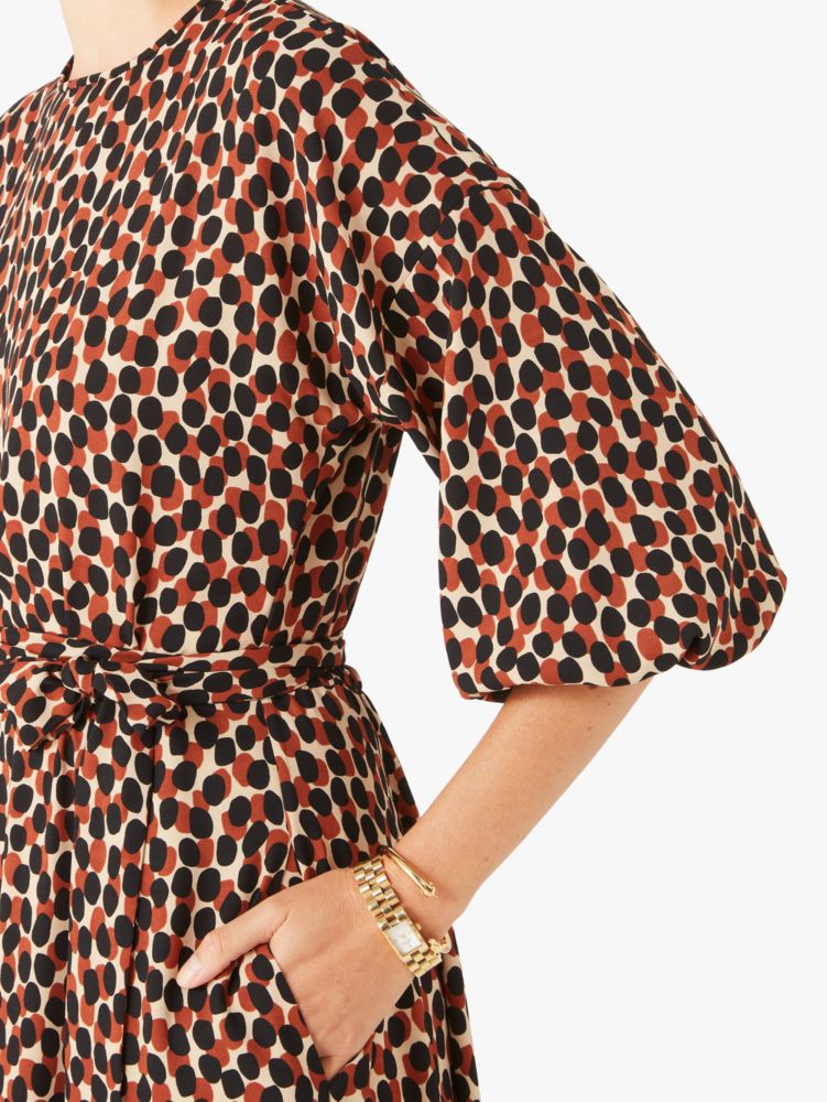 Kate Spade,dotty leopard tie-waist dress,Silt