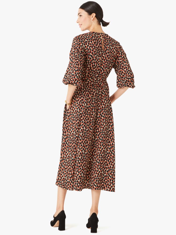 Kate Spade,dotty leopard tie-waist dress,Silt