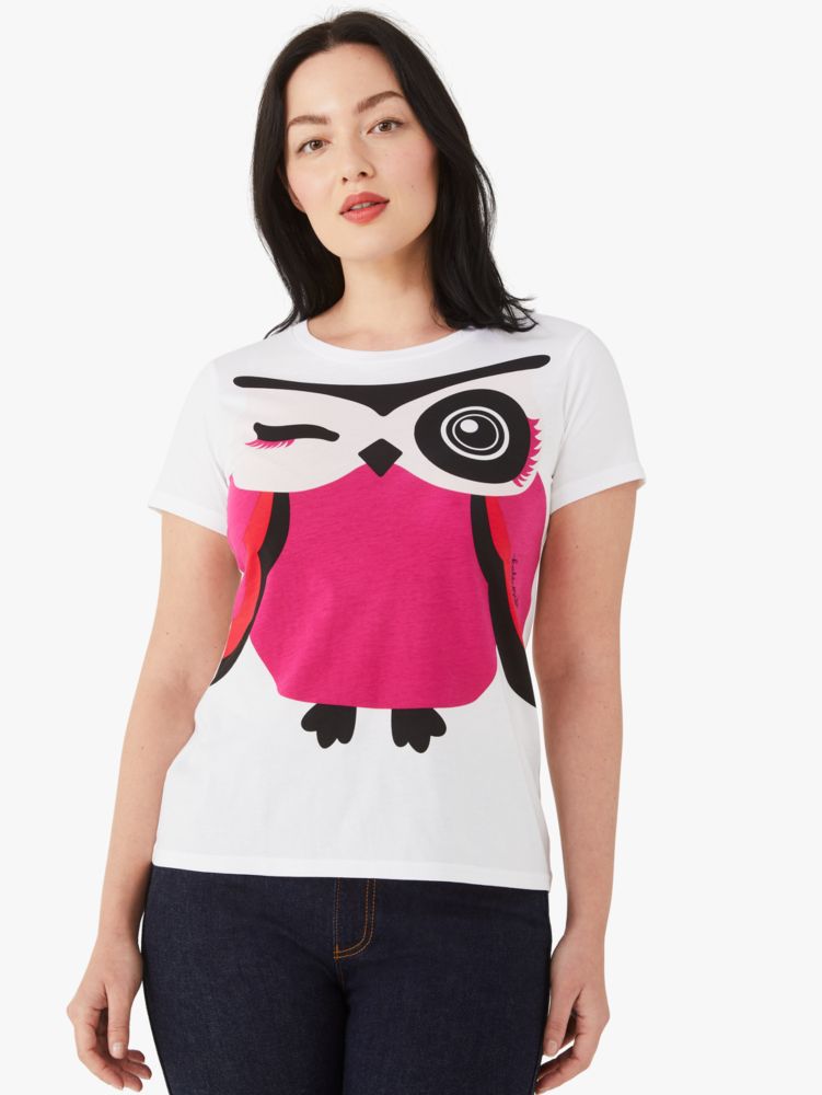 Kate Spade,owl tee,tops & blouses,Fresh White