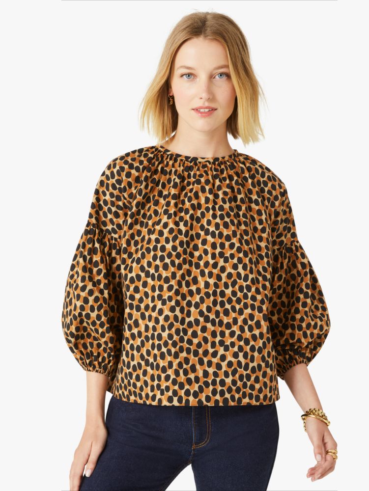 Kate Spade,dotty leopard around town top,