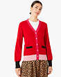 Kate Spade,colorblock cashmere gallery cardigan,sweaters,Heirloom Tomato
