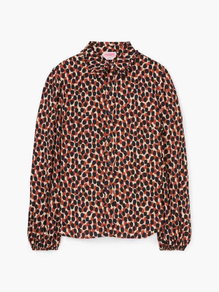 Kate Spade,dotty leopard ruffle-collar shirt,Silt