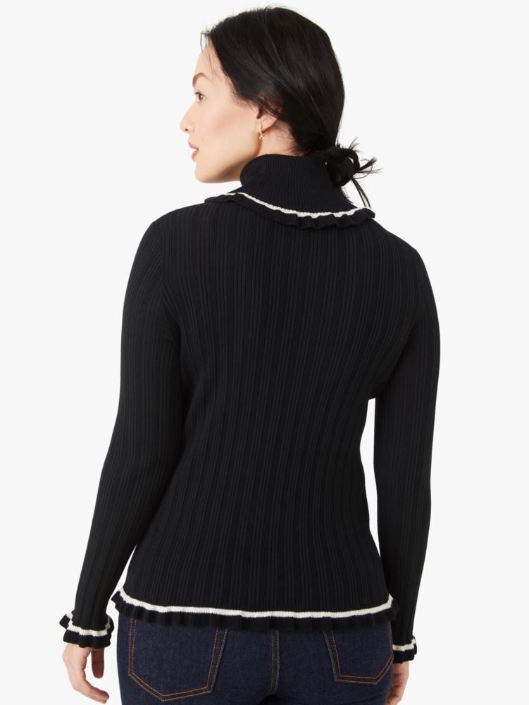 Kate Spade,ruffle turtleneck,sweaters,Black