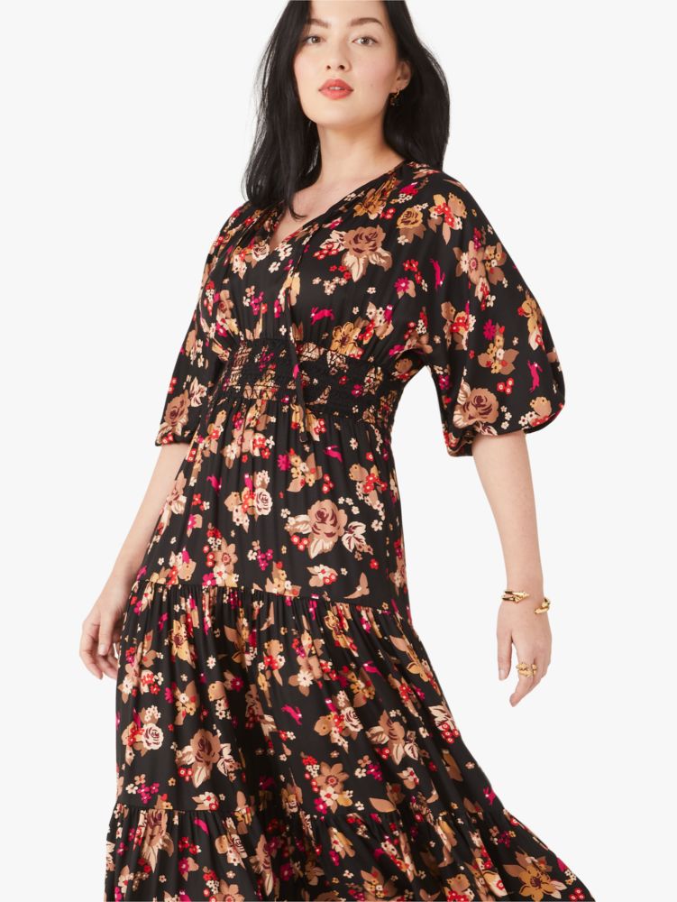 Kate Spade,floral bouquet silk twill dress,