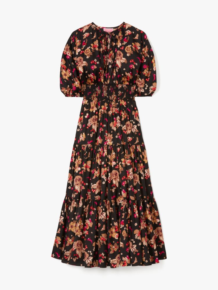 Kate Spade,Floral Bouquet Silk Twill Dress,