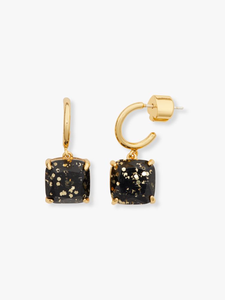 Kate Spade,mini square huggies,earrings,Black Glitter