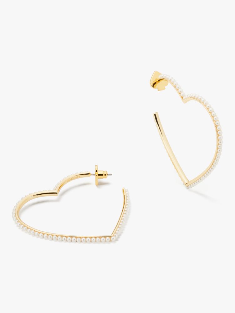 Shining Spade Pearl Heart Hoops Kate Spade New York