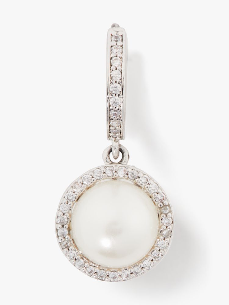 Kate Spade,Something Sparkly Spade Huggies,Dangle Earring,Huggies,Metal Material,Cubic Zirconia,Gem Embellishment,Pearl,Go...,Cream