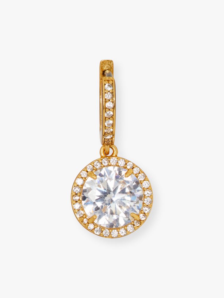 Kate Spade,Something Sparkly Spade Huggies,Huggies,Dangle Earring,Cubic Zirconia,Metal Material,Gem Embellishment,Silver P...,Clear