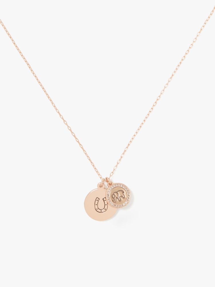 Kate Spade,Wishes Good Luck Pendant,necklaces,Clear/Rose Gold