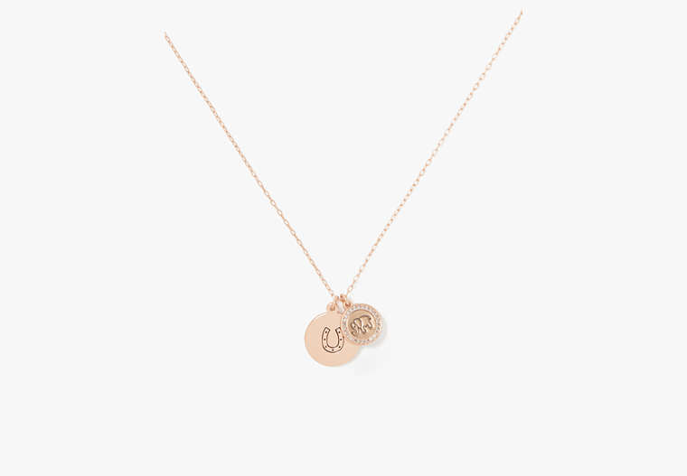 Kate Spade,Wishes Good Luck Pendant,necklaces,Clear/Rose Gold