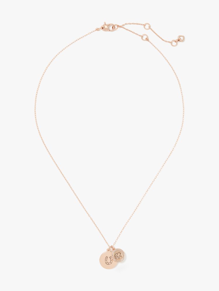 Kate Spade,Wishes Good Luck Pendant,necklaces,Clear/Rose Gold