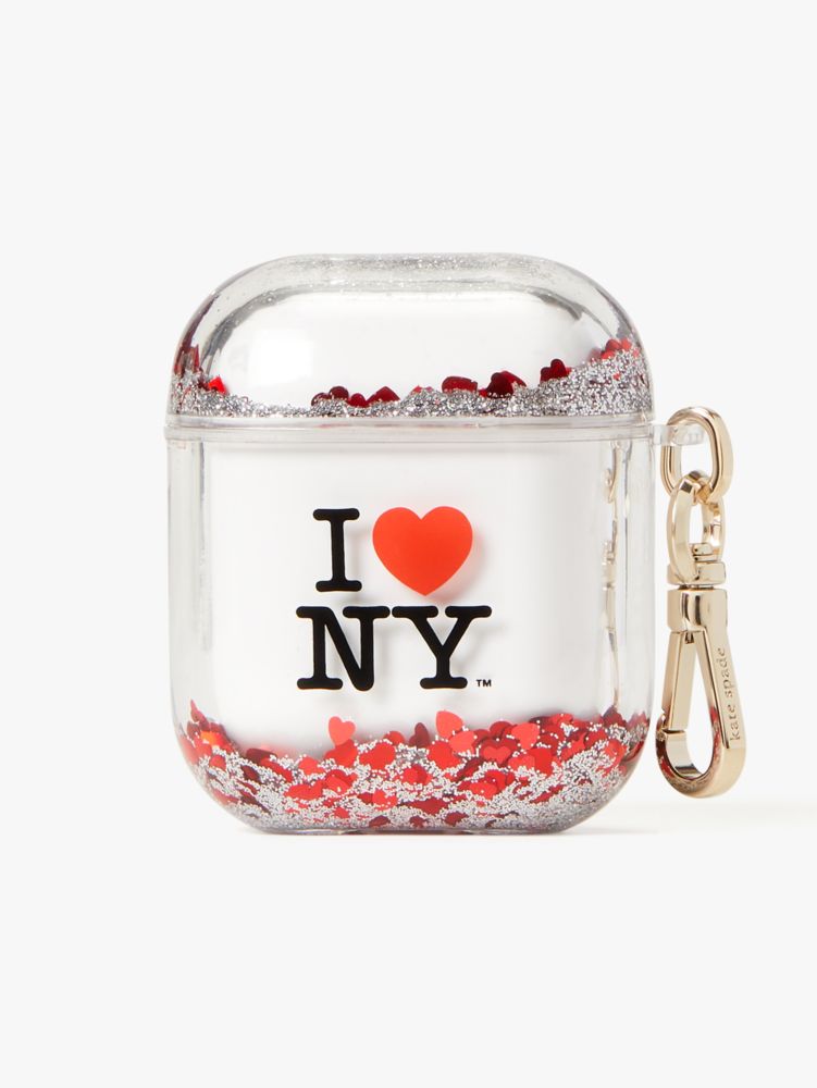Kate Spade,I Love NY X Kate Spade New York Liquid Glitter AirPods Case,Black Multi