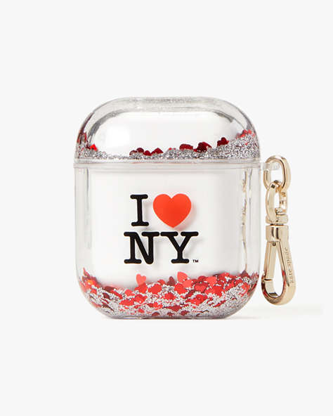 Kate Spade,I Love NY X Kate Spade New York Liquid Glitter AirPods Case,Black Multi