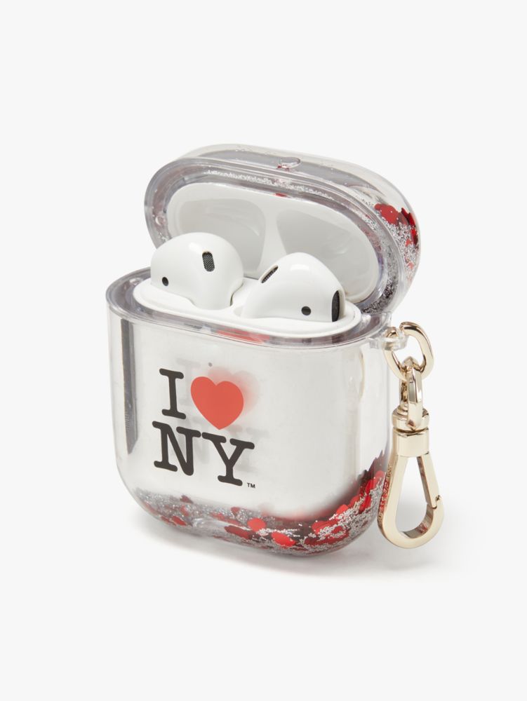 Kate Spade,I Love NY X Kate Spade New York Liquid Glitter AirPods Case,Black Multi