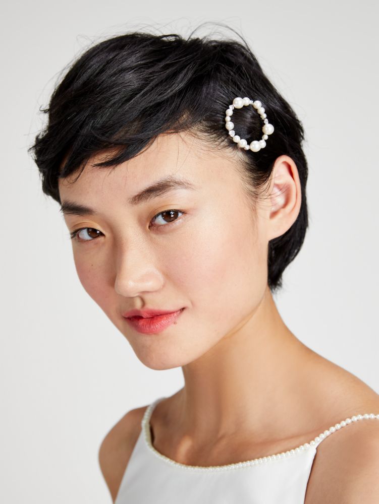 Kate Spade,Pearl Caviar Round Barrette,