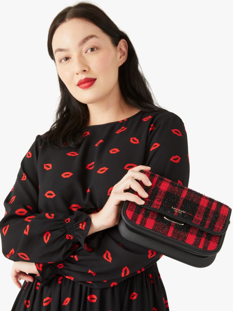 Kate Spade,buddie plaid medium shoulder bag,shoulder bags,Medium,