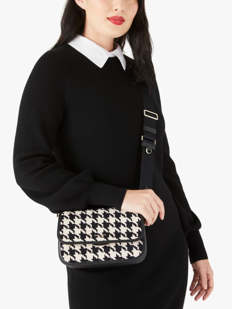 Kate Spade,buddie houndstooth medium shoulder bag,shoulder bags,Medium,