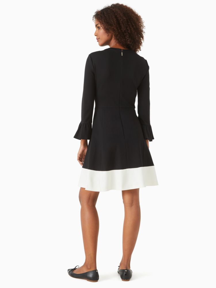 Kate Spade,カラーブロック ベル スリーブ ポンテ ドレス,ウェア,ブラック/クリーム