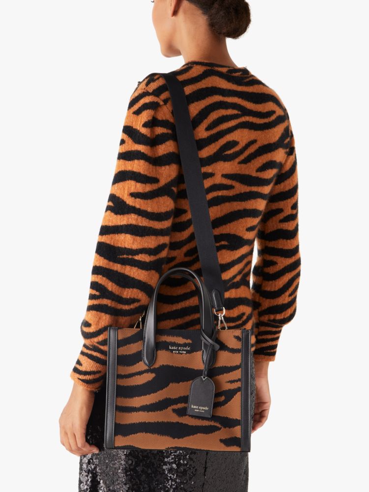 Kate Spade,manhattan tiger jacquard small tote,tote bags,Small,