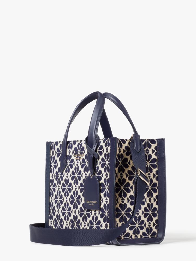 Kate Spade Spade Flower Jacquard Stripe Manhattan Small Tote Blue