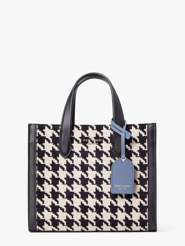 KATE SPADE NEW YORK Kate Spade Black Multi Manhattan Houndstooth Chenille  Small Tote for Women