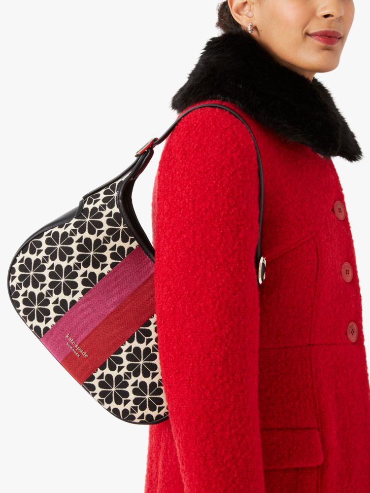 Kate Spade,スペード フラワー ジャカード ストライプ ペニー スモール ホーボー バッグ,バッグ,クリームマルチ