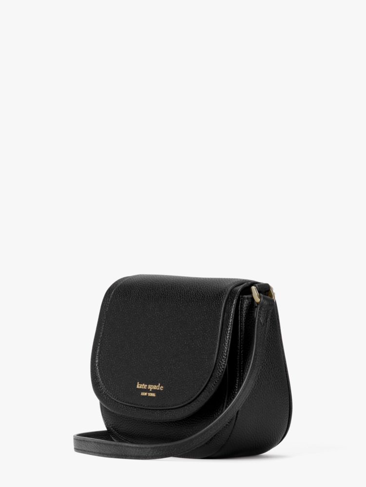Kate Spade,roulette small saddle bag,crossbody bags,Small,Black