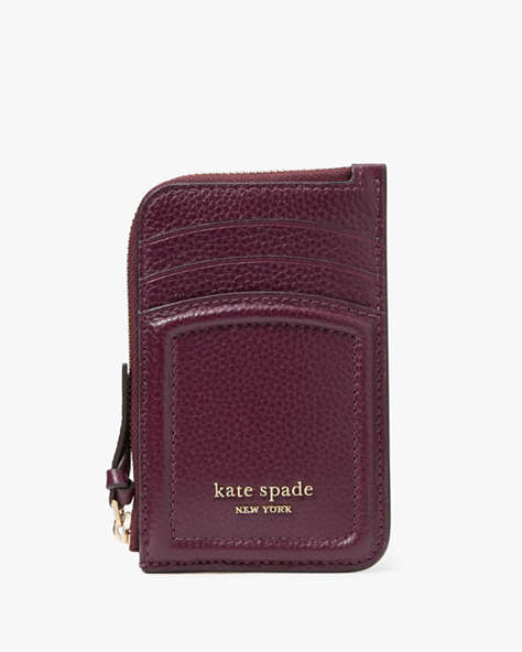 Kate Spade,Knott Zip Cardholder,cardholders,Deep Cherry